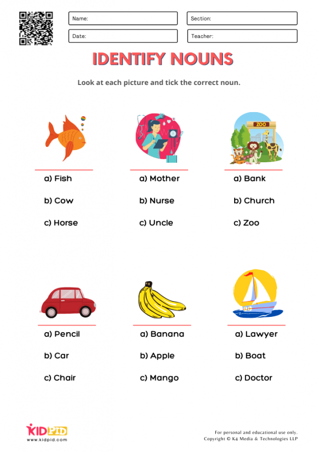 Noun Worksheets For Grade 1 Gambaran