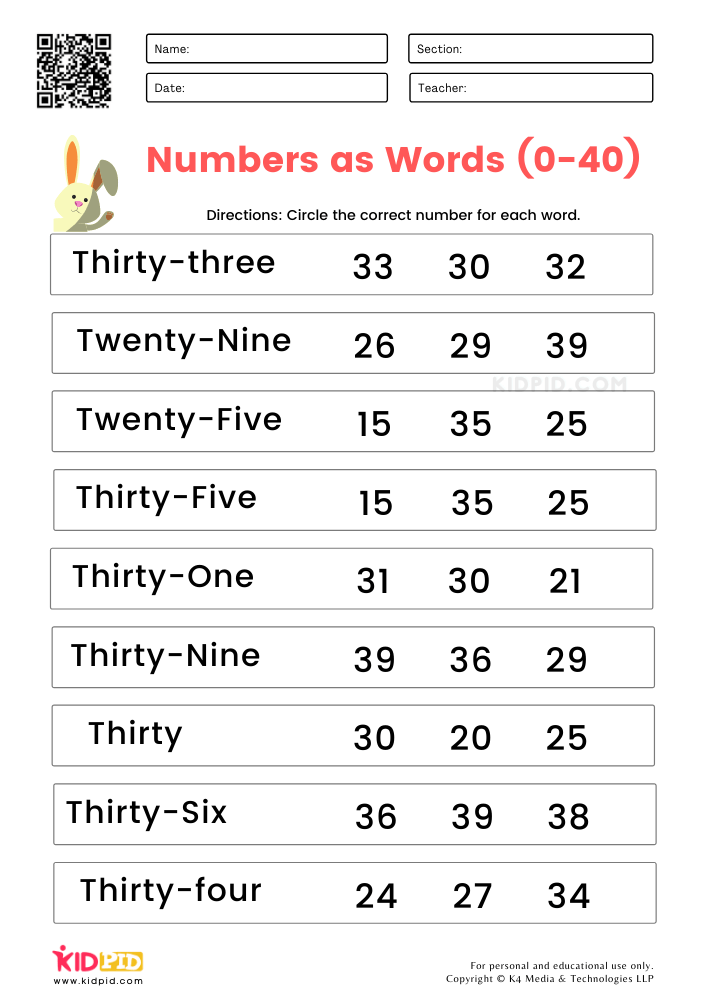 Number Worksheets For Grade 1