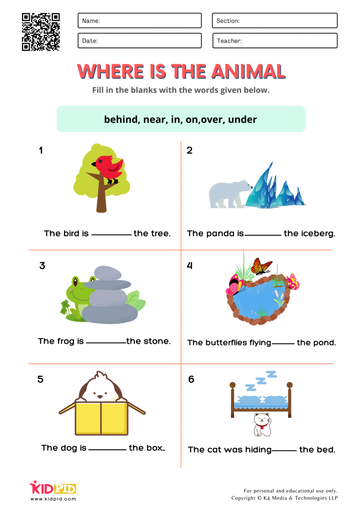 preposition worksheets for kindergarten kidpid