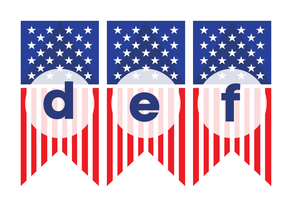 USA 4th July Alphabet Bunting Flashcards