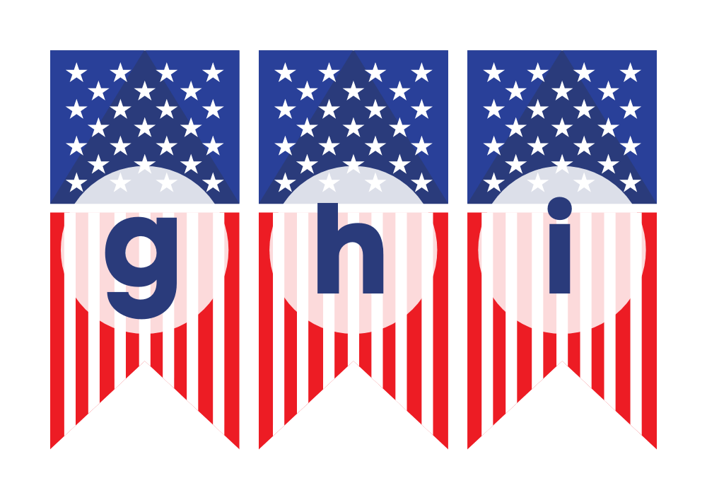 USA 4th July Alphabet Bunting Flashcards