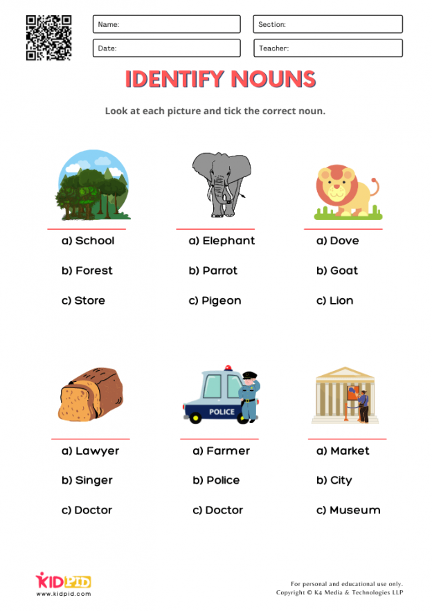 Uses Of Nouns Worksheets For Grade 4