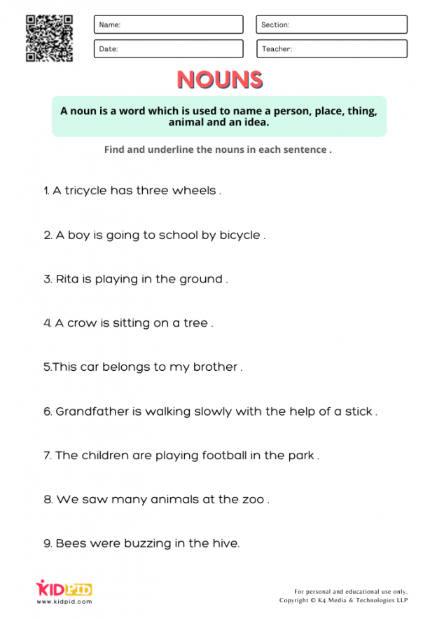 Identifying Common And Proper Nouns In A Sentence Worksheet