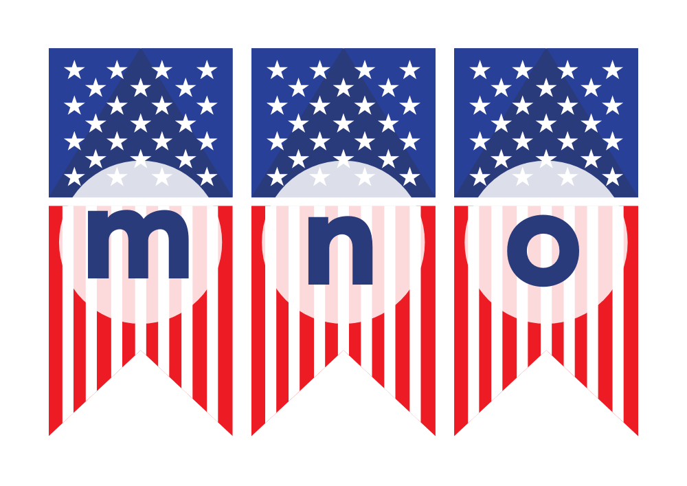 USA 4th July Alphabet Bunting Flashcards