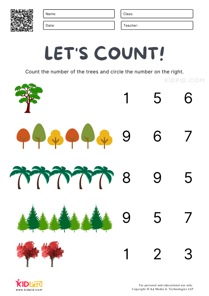 Counting Numbers Worksheet for Kids (1-10)