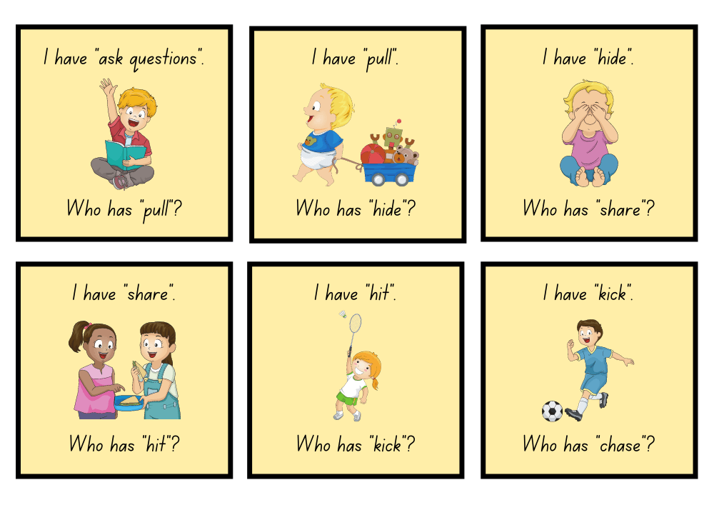 'I Have, Who Has' Verbs Card Game