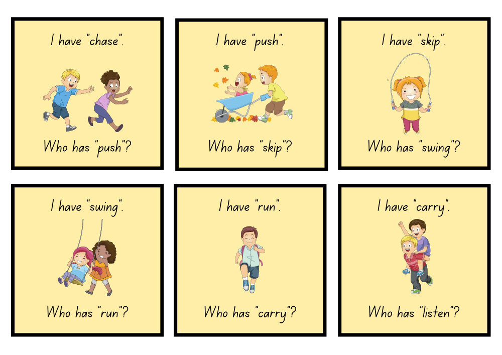 'I Have, Who Has' Verbs Card Game