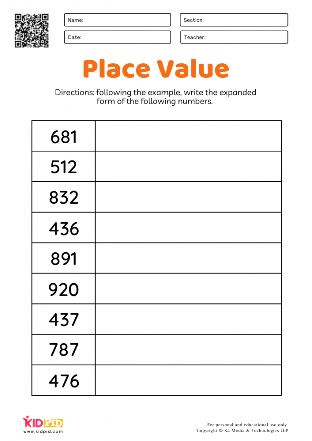 Math Expanded Form Worksheets for Grade 2 - Kidpid