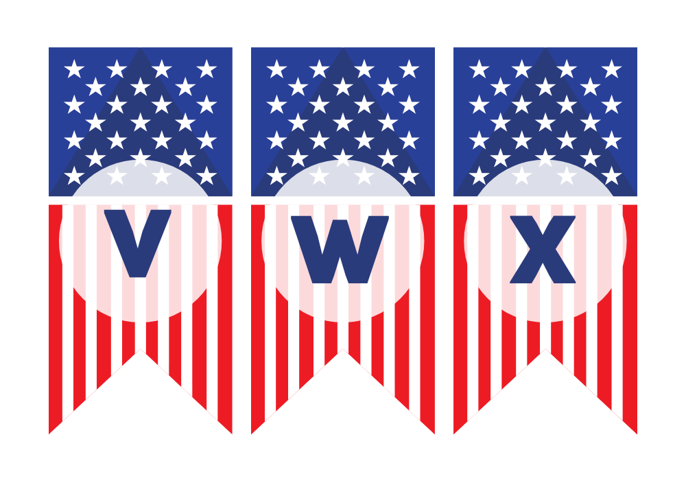 USA 4th July Alphabet Bunting Flashcards