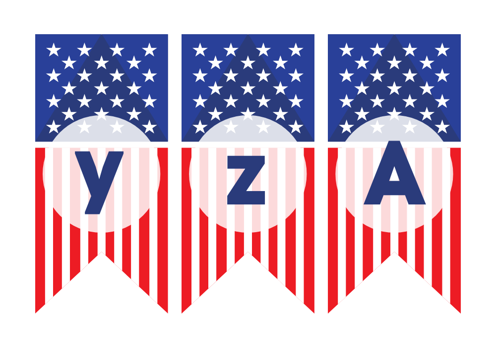 USA 4th July Alphabet Bunting Flashcards