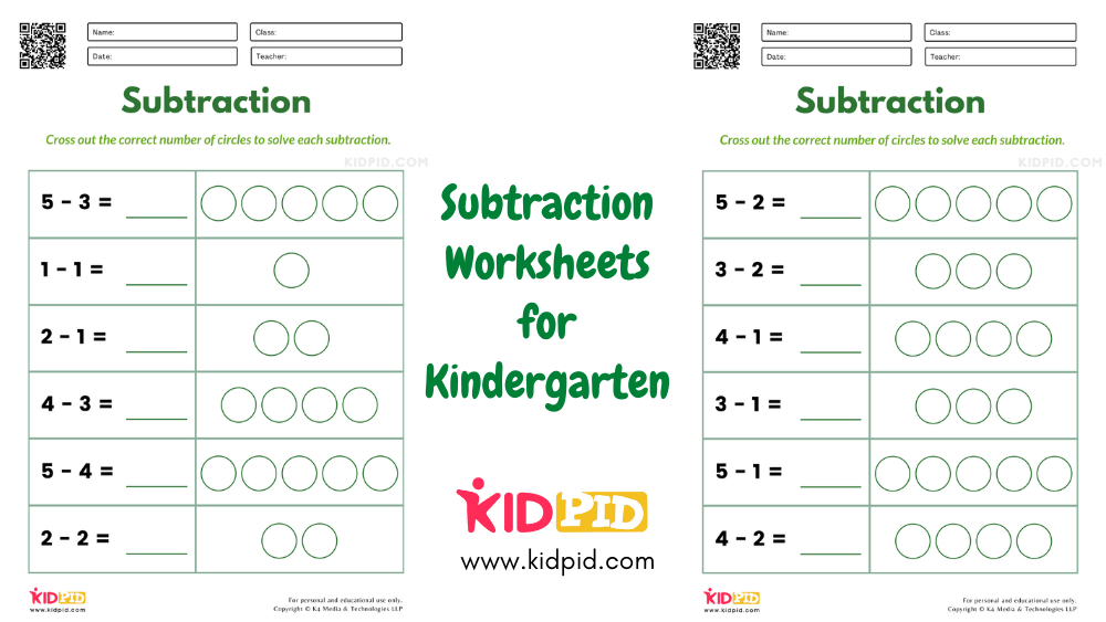 Subtraction Worksheets For Kindergarten Kidpid