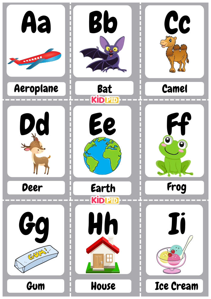 A to Z Alphabet Flashcard Sheets