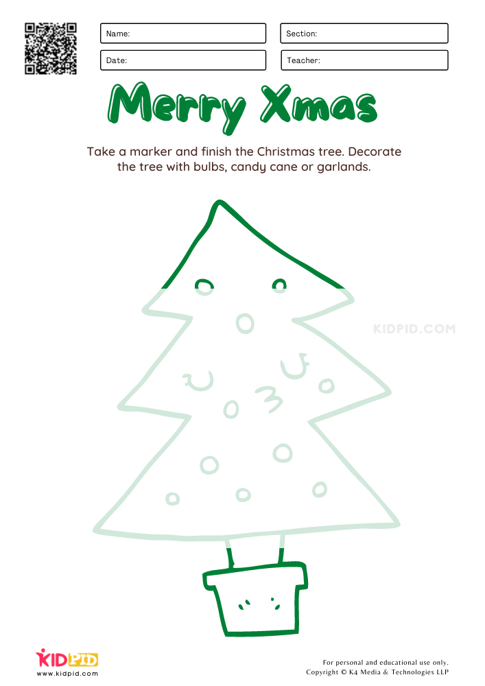 WORKSHEET 1 Christmas Tree Activity Free Printable Worksheets for Kids