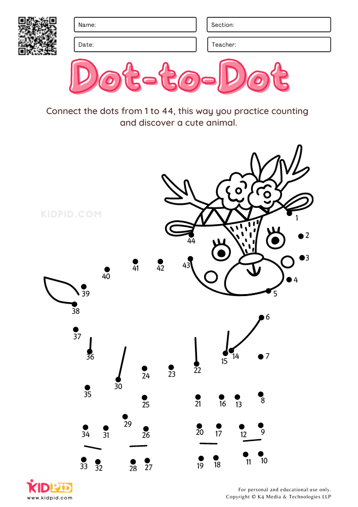 WORKSHEET 1 Connect the Dots Free Printable Worksheets for Kids