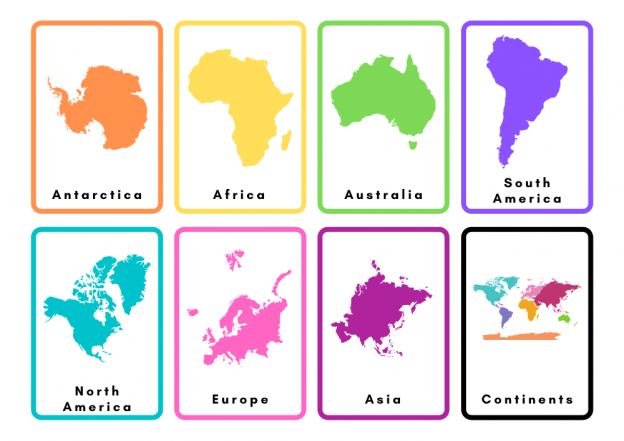 Seven Continents Flash Cards