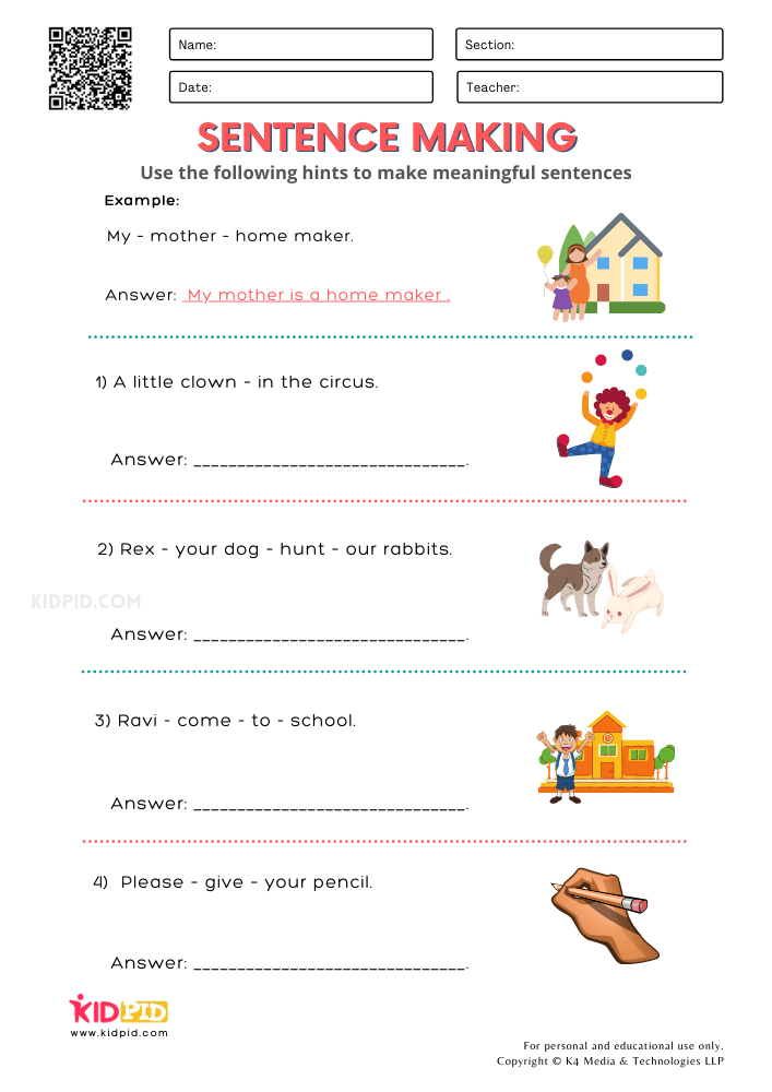 WORKSHEET 1 Language and Communications Free Printable Worksheets for Grade 2