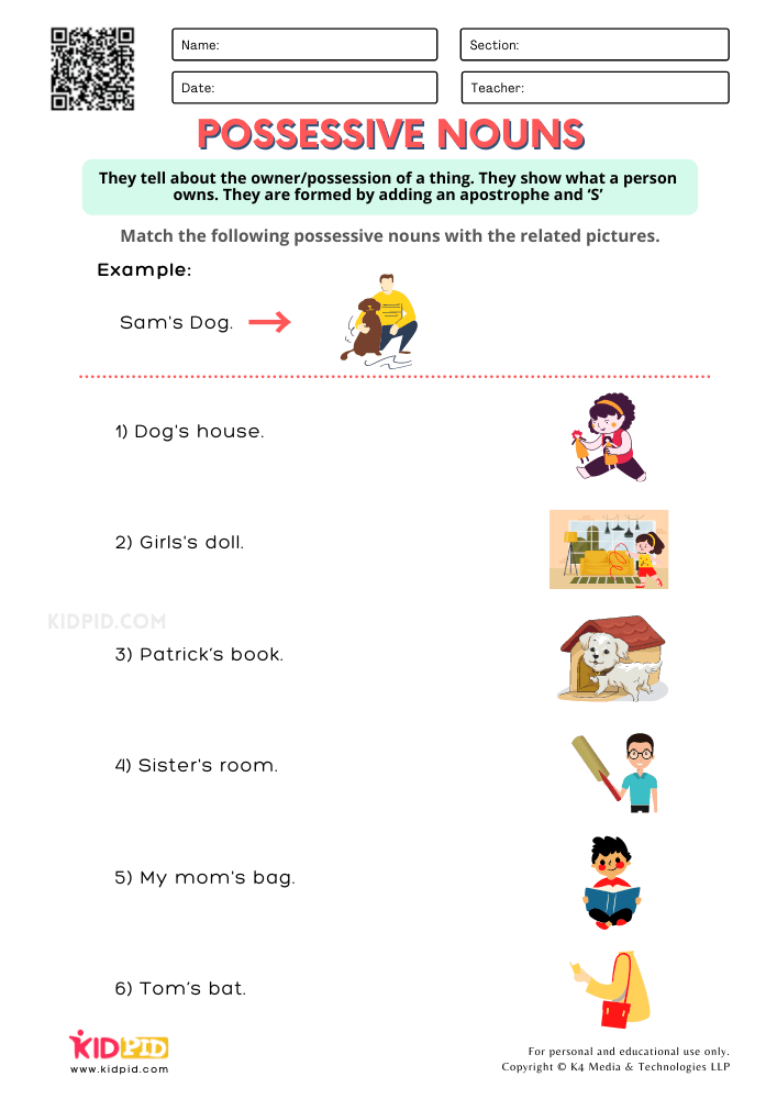 Possessive Nouns First Grade Worksheet Sexiz Pix