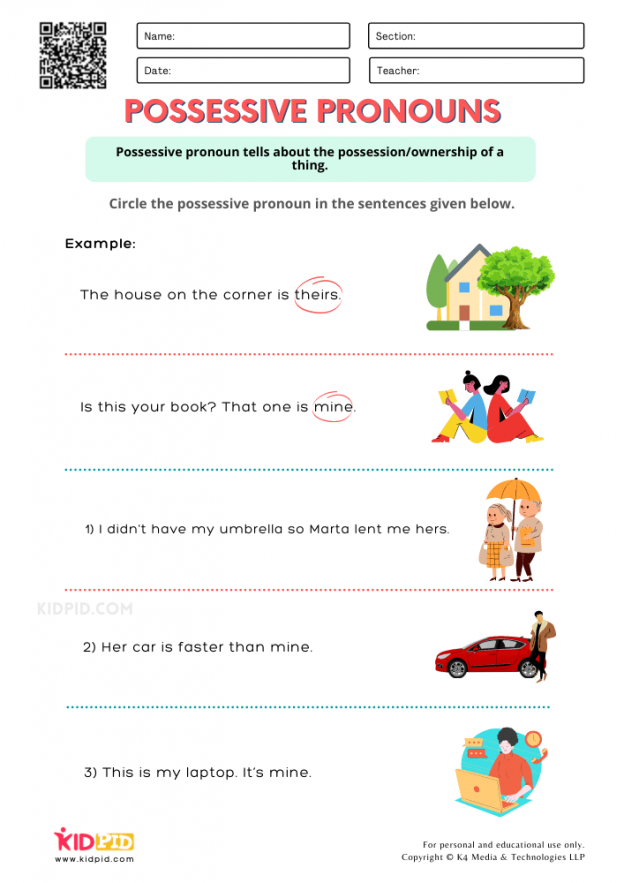 Personal And Possessive Pronouns Worksheet Grade 2