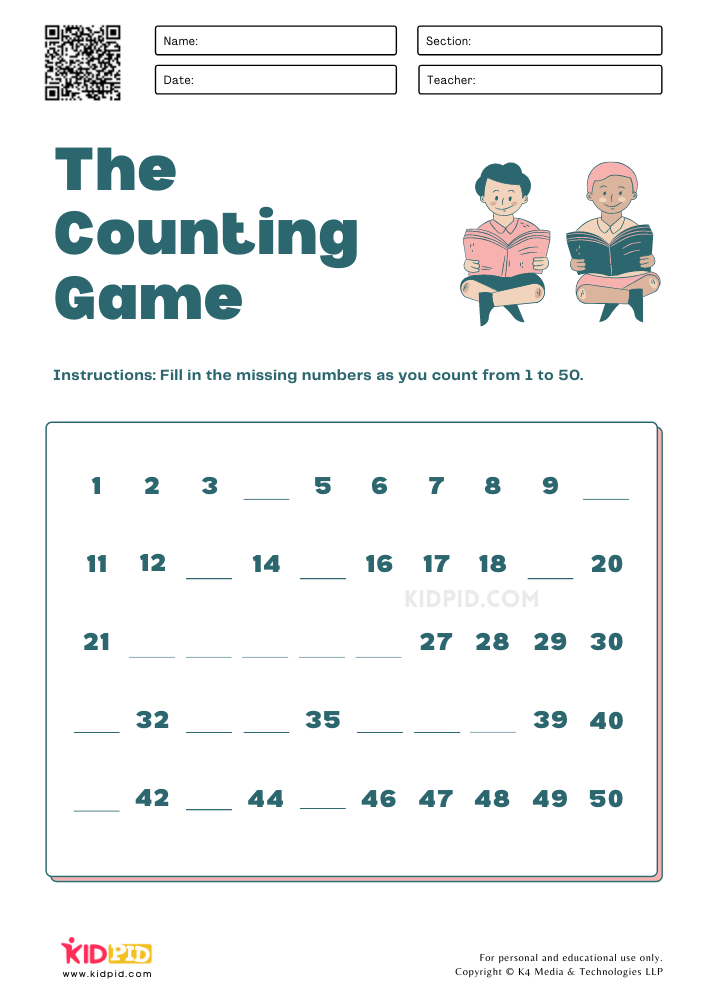 WORKSHEET 1 Simple Math Counting Games Printable Worksheets