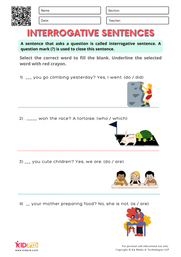 Interrogative Sentences Worksheets For Grade 5