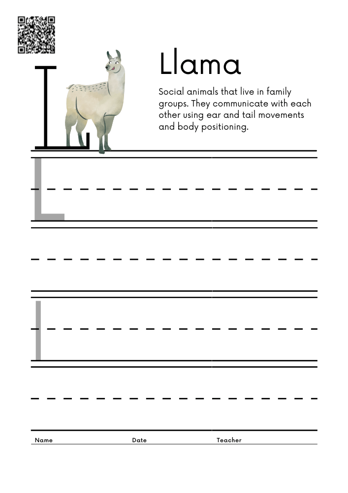 WORKSHEET 12 Animal Alphabet Letter Practice Free Printable Worksheets