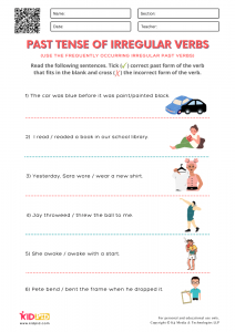 Past Tense of Irregular Verbs Printable Worksheets for Grade 2 - Kidpid