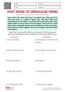 Past Tense of Irregular Verbs Printable Worksheets for Grade 2 - Kidpid
