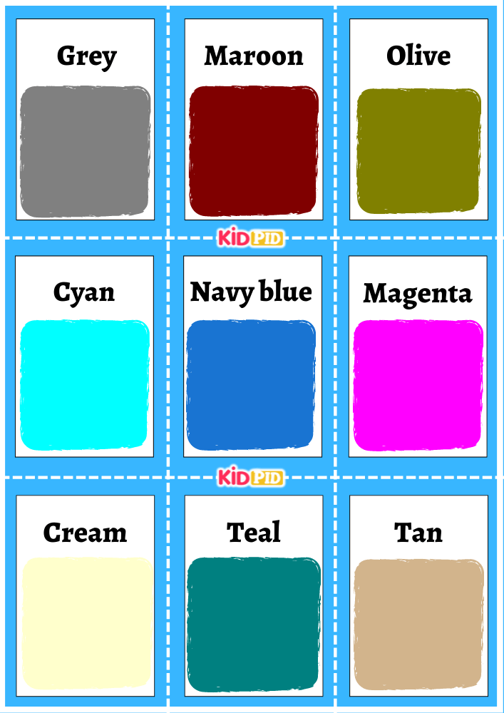  Color Names Simple Flashcard Sheets- 2