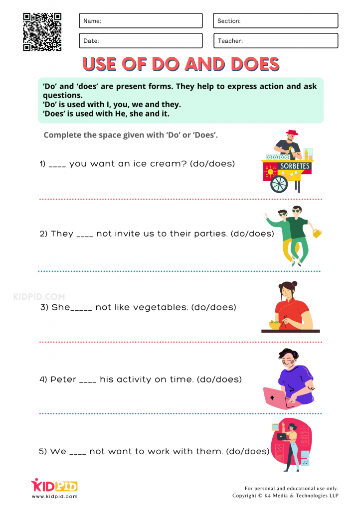 WORKSHEET 2 Auxiliary Verbs Printable Worksheets for Grade 1
