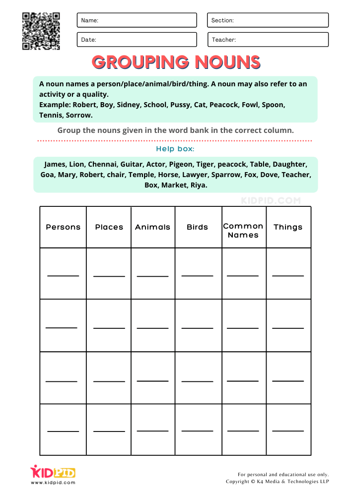 Grouping Nouns Printable Worksheets For Grade 2 Kidpid