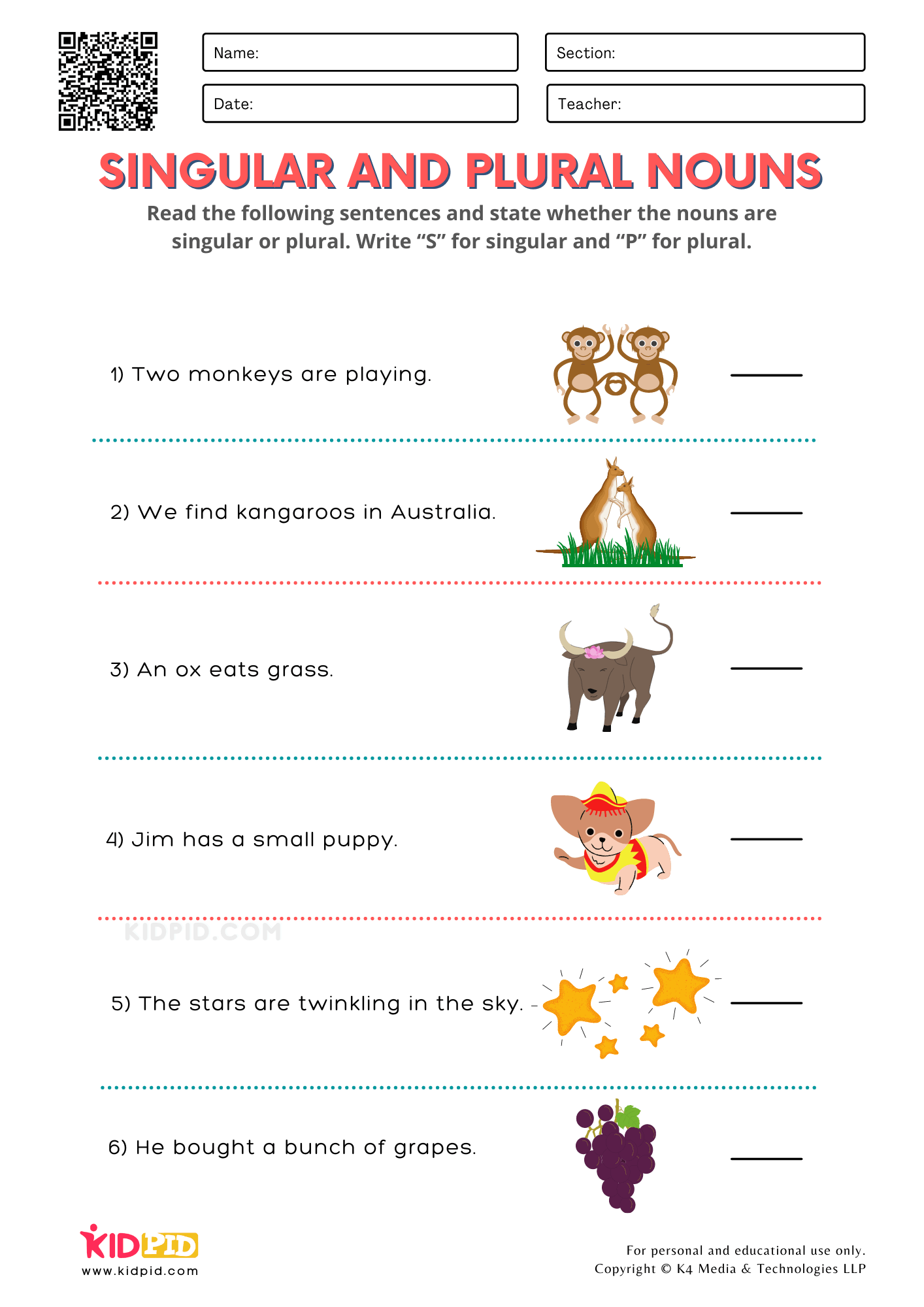 Singular Plural Worksheets With Answers For Grade 2