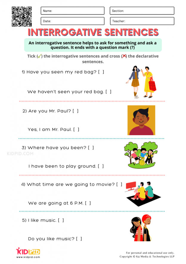 Declarative And Interrogative Sentences Worksheets 3rd Grade