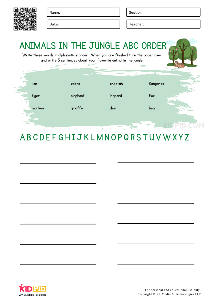 Put Words in Alphabetical Order Worksheets