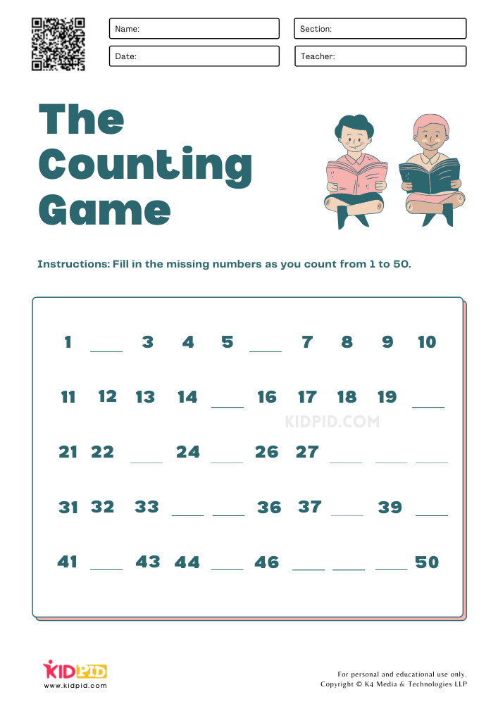 WORKSHEET 2 Simple Math Counting Games Printable Worksheets