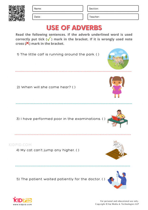 Use Of Adverbs Free Printable Worksheets For Grade 1 Kidpid