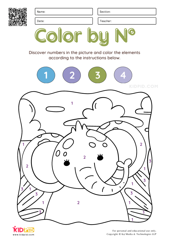 WORKSHEET 3 Color by Number Free Printable Worksheets for Kids