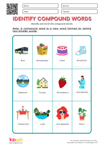 Identify Compound Words Printable Worksheets for Grade 1 - Kidpid