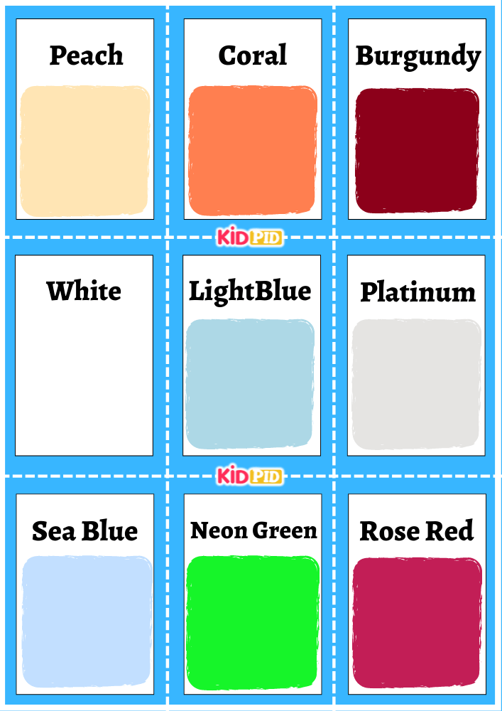  Color Names Simple Flashcard Sheets- 4