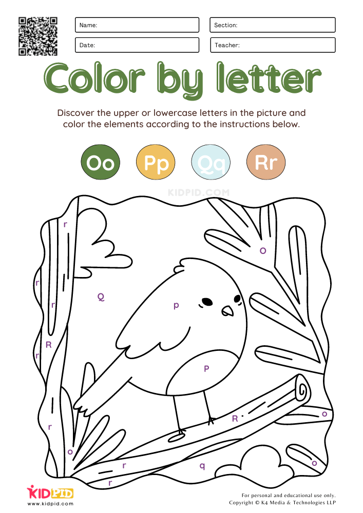 WORKSHEET 5 Color by Letter Free Printable Worksheets for Kids