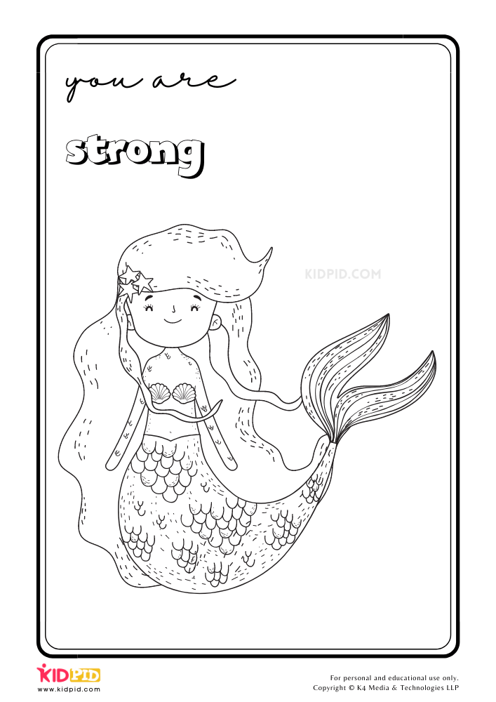 Mermaids Positive Affirmations Coloring Book Worksheet
