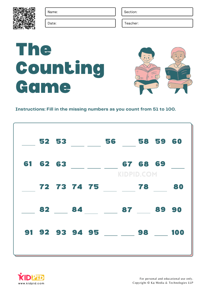 WORKSHEET 4 Simple Math Counting Games Printable Worksheets