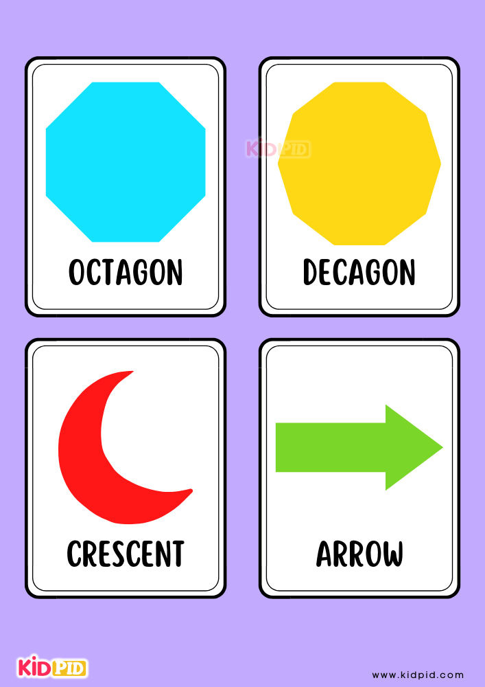  Learn the Shapes Colorful Flashcard Sheets- 5