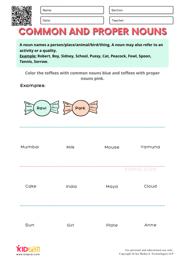 Worksheets For Proper And Common Nouns Grade 3