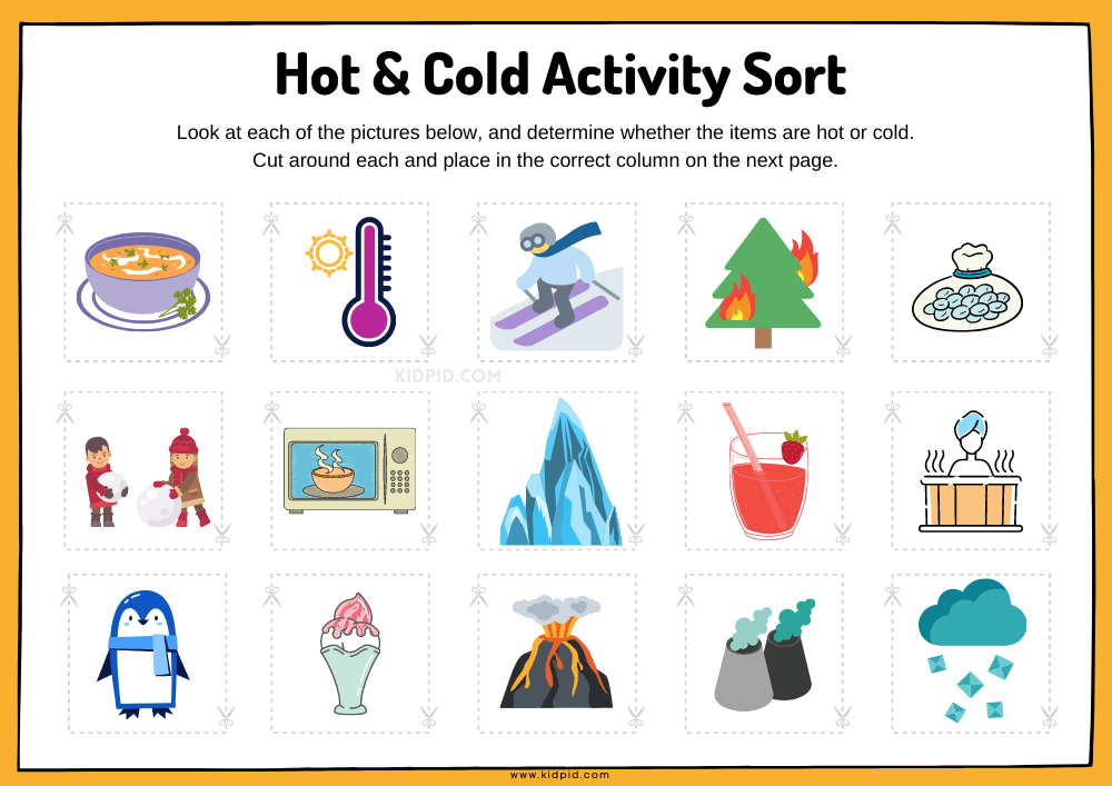 Hot and Cold Activity Sort Worksheets