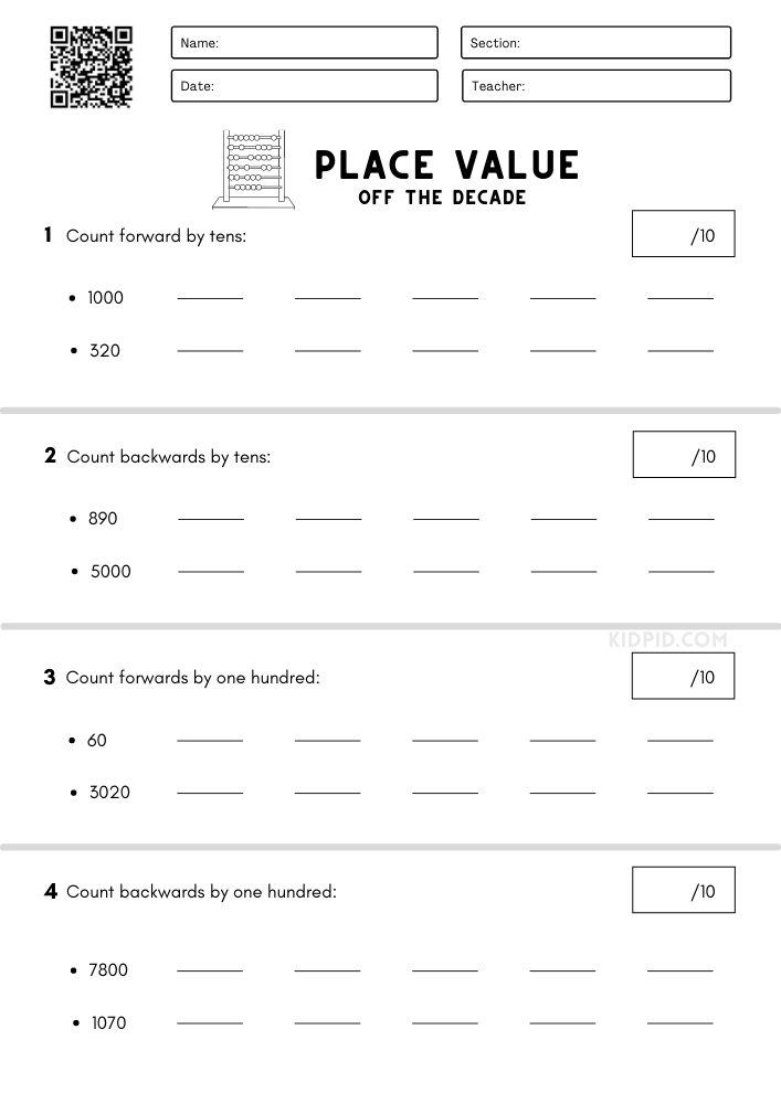 Place Value Worksheets For 3rd Graders