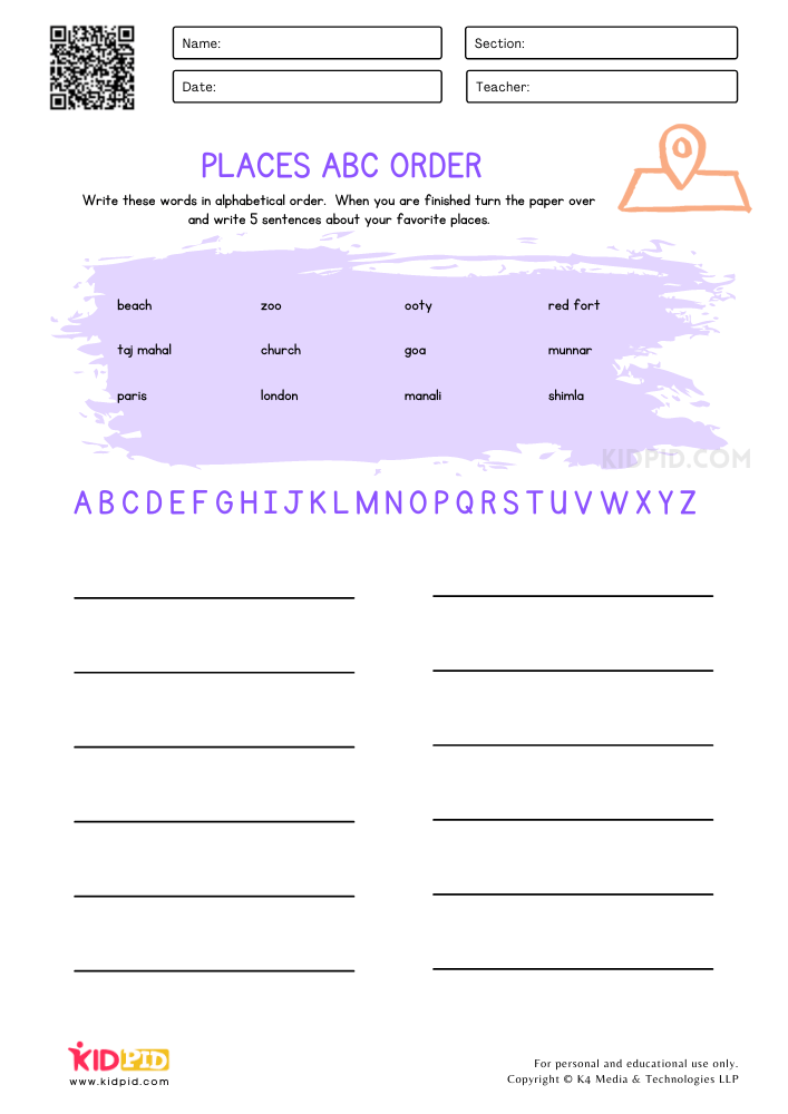 Put Words in Alphabetical Order Worksheets