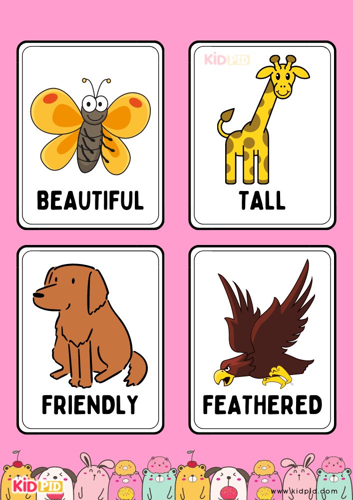 Animal Adjectives Flashcards - Kidpid