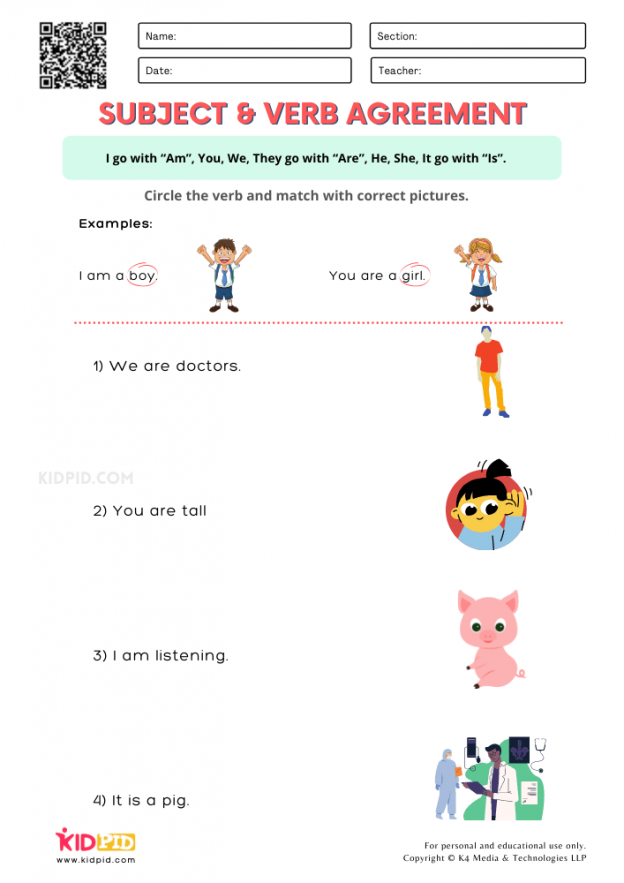 Simple Subject Verb Agreement Worksheets