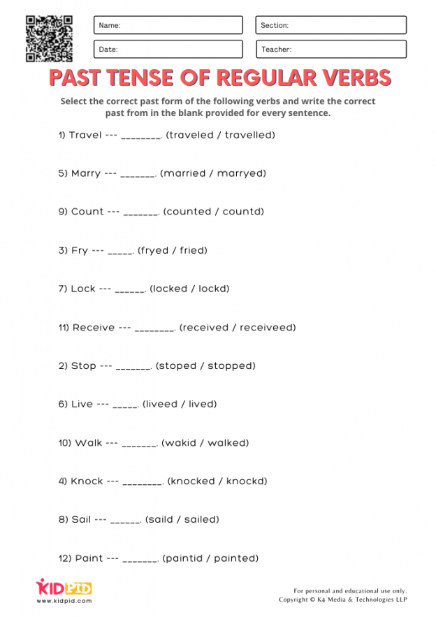 Past Tense Of Regular Verbs Printable Worksheets For Grade 2 Kidpid