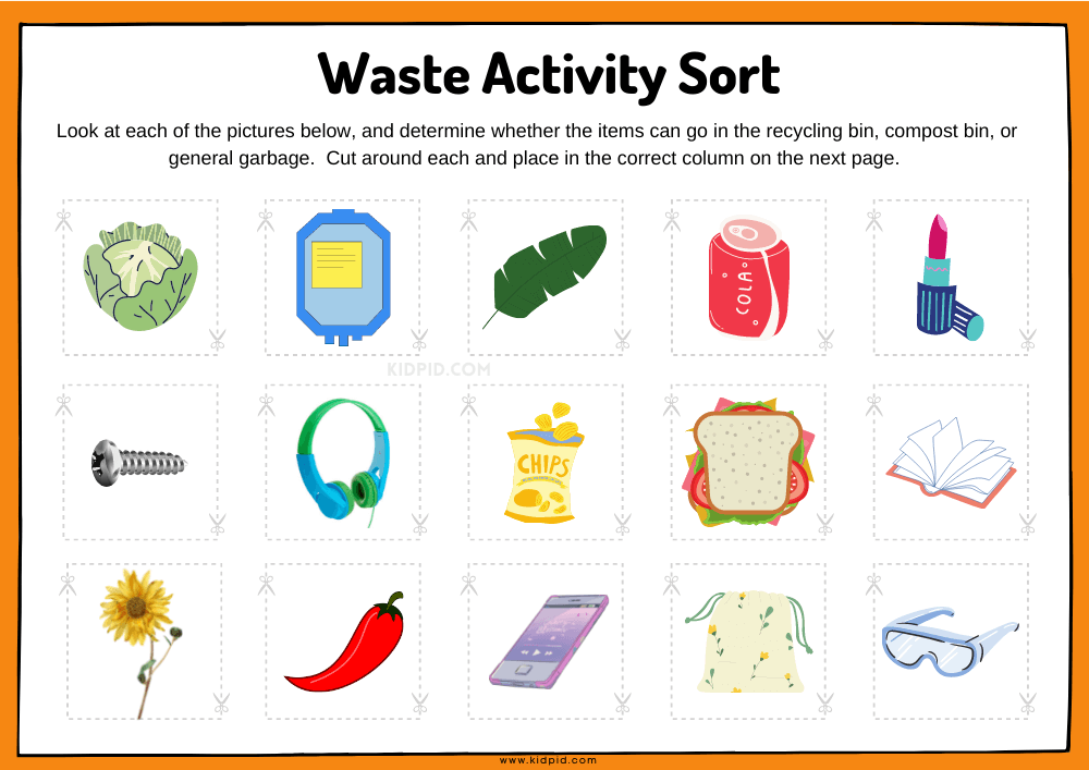 Recycling Sorting Activity Worksheets